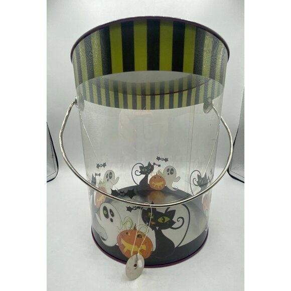 Halloween Gift Bucket Pail Trick or Treat Pumpkin Ghost Black Cat Container - Picture 3 of 16